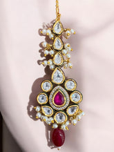 Royal Kundan & Pearl Maang Tikka with Ruby Drop